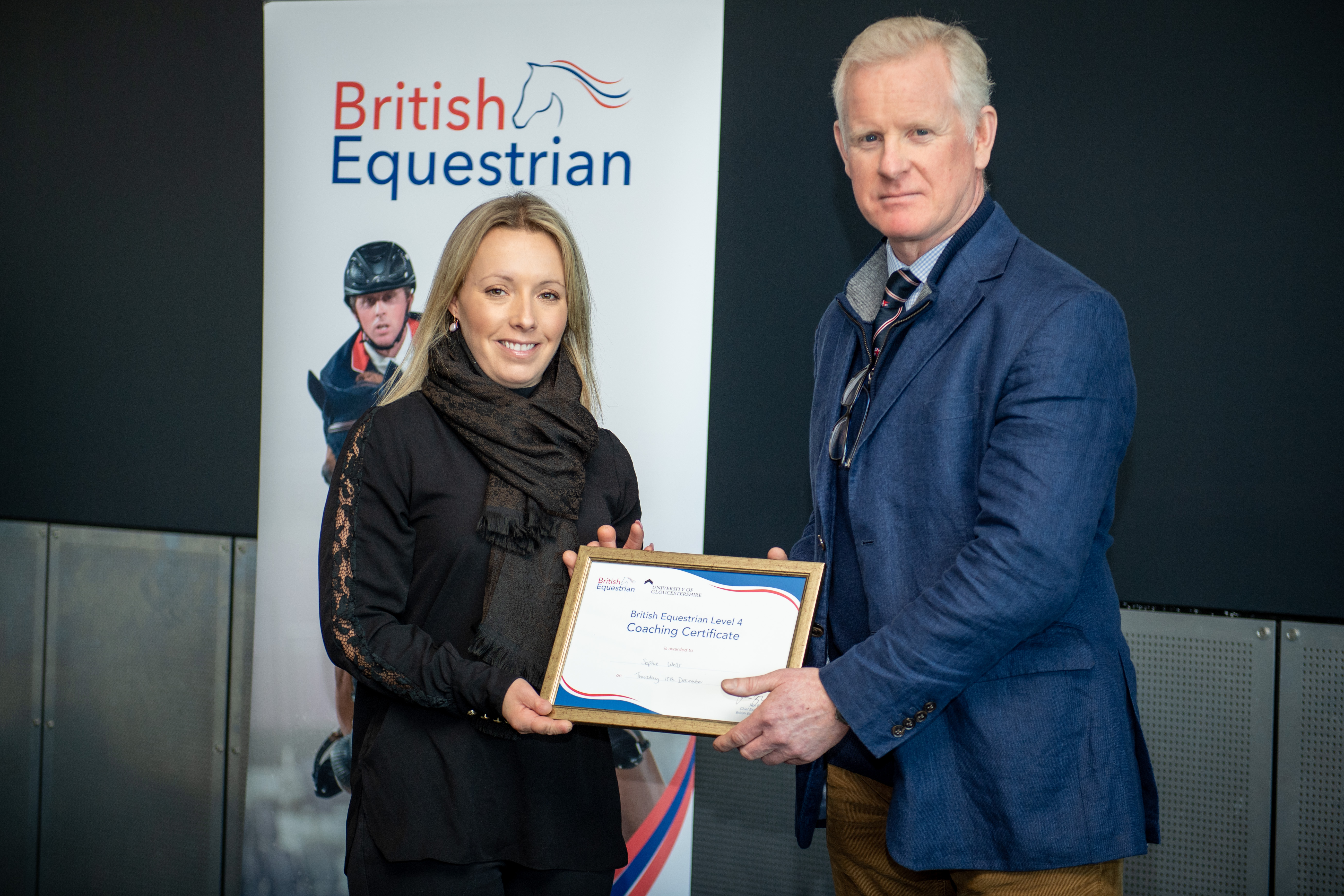 Sophie Wells receives her Level 4 Coaching Certificate